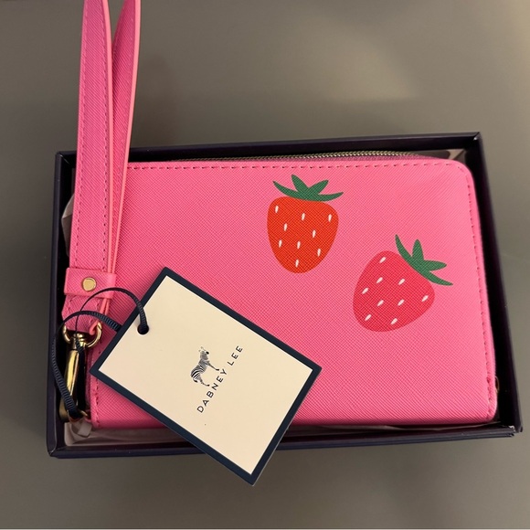 Dabney Lee Pink Strawberry Wristlet Zip Wallet New in Box - Picture 5 of 7